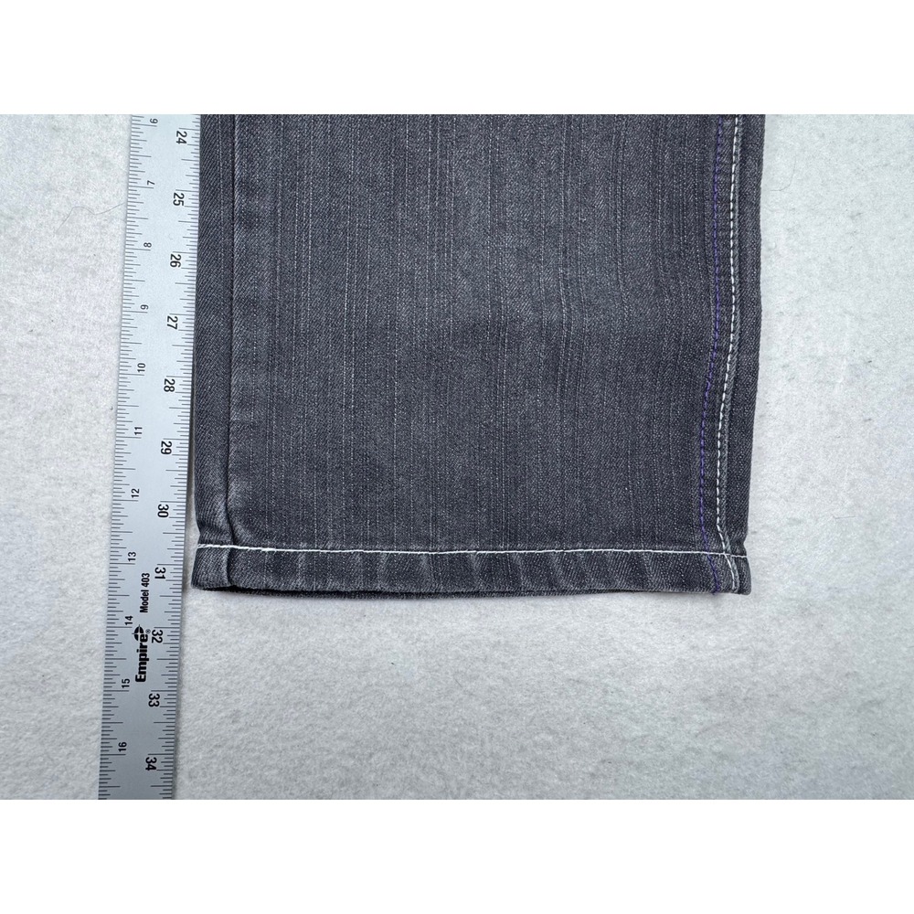 King Maker Mens Straight Leg Jeans Black Faded Purple Contrast Stitch Size 34x28 - Picture 14 of 15
